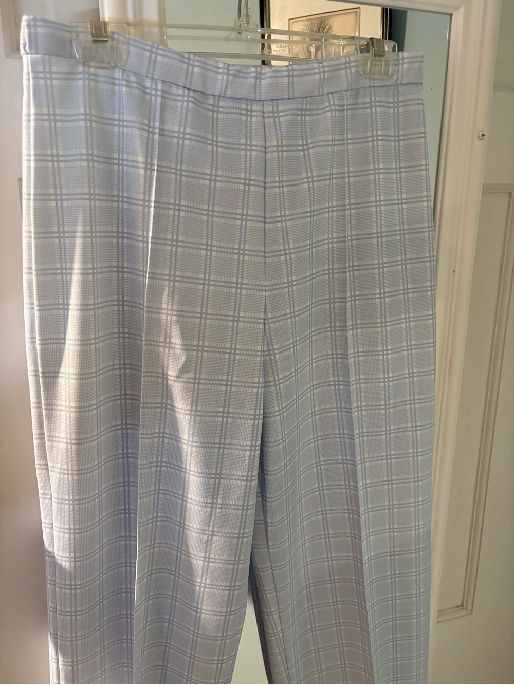 Vintage 80’s Vera Light Blue plaid  size 12 pull on pants made in the USA 🇺🇸
